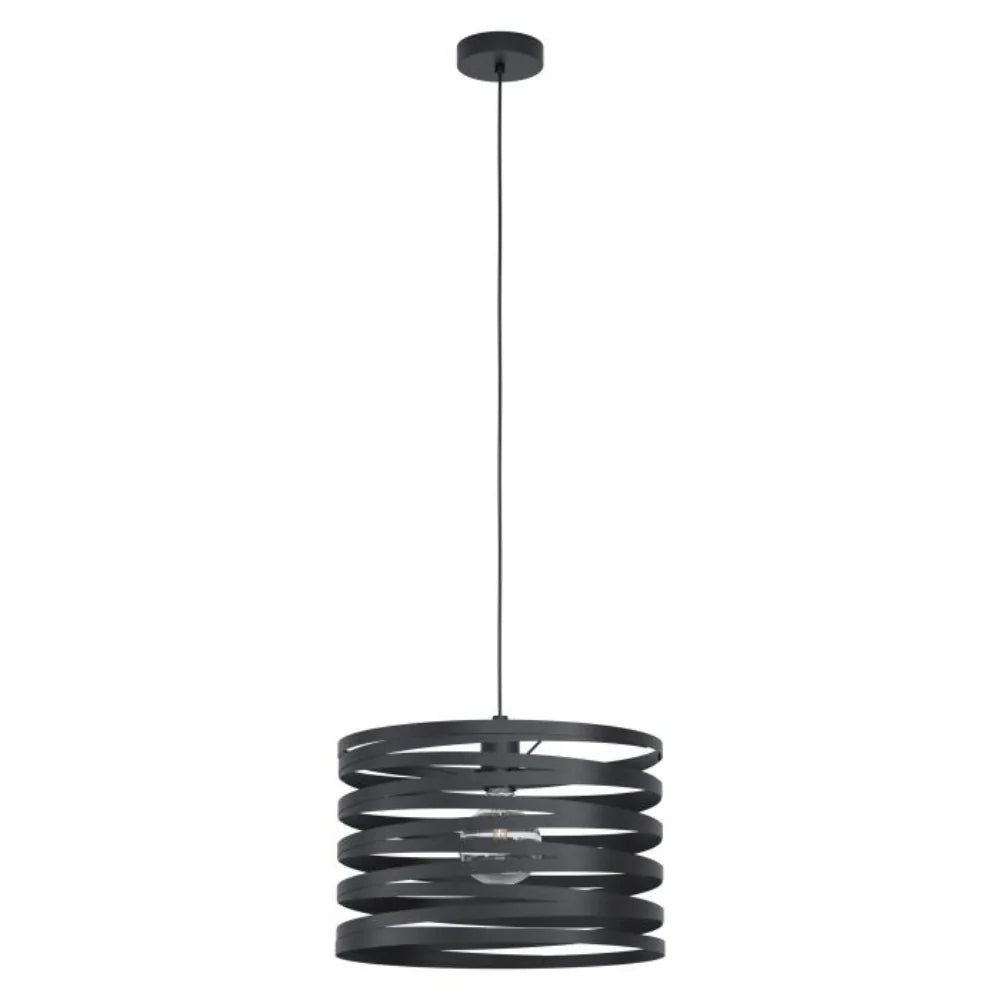 Eglo Cremella 1 Light Pendant Large Black Steel - 99345N - Mases LightingEglo