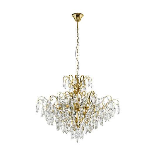 Eglo Fenoullet Crystal Pendant 9 Light in Brass - Mases LightingEglo