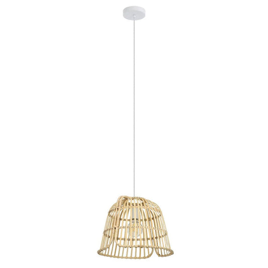 Eglo Glyneath Pendant Light White Steel Natural Wood - 43873N - Mases LightingEglo