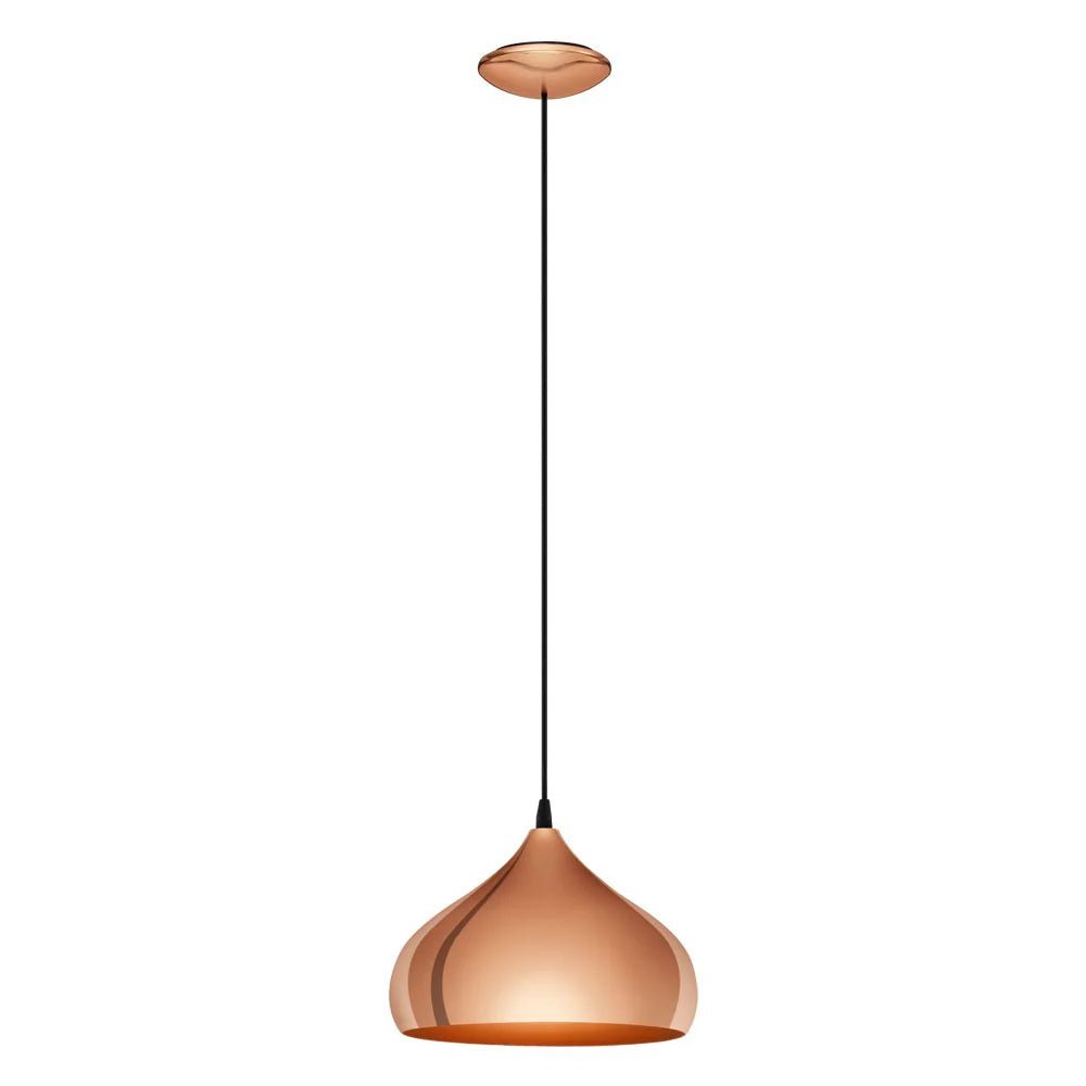 Eglo Hapton 1 Light Pendant Copper 290mm - 49449 - Mases LightingEglo