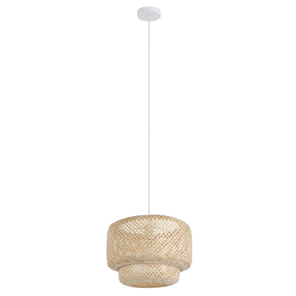 Eglo Hettonle Pendant Light White Steel Natural Wood - 43868N - Mases LightingEglo