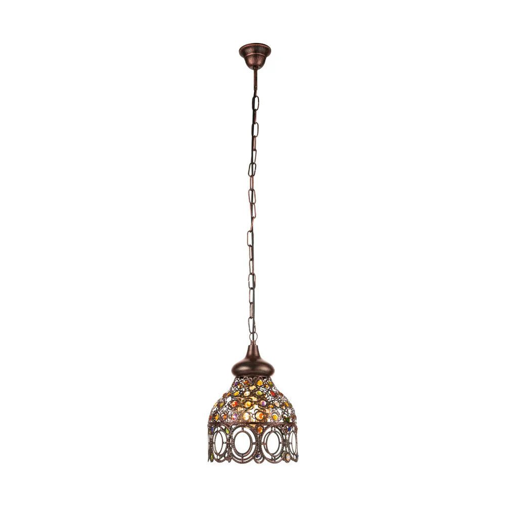 Eglo Jadida 1 Light Pendant Antique Copper & Coloured 220mm - 49765 - Mases LightingEglo