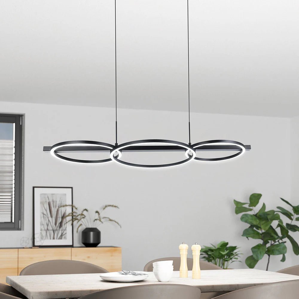 Eglo Lanacera Island Pendant Light Black Plastic 3000K - 390087N