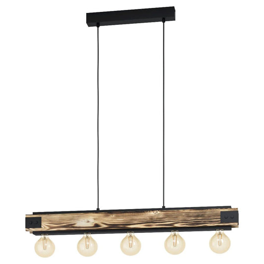 Eglo Layham 5 Light Island Pendant Black / Brown - 43468N - Mases LightingEglo