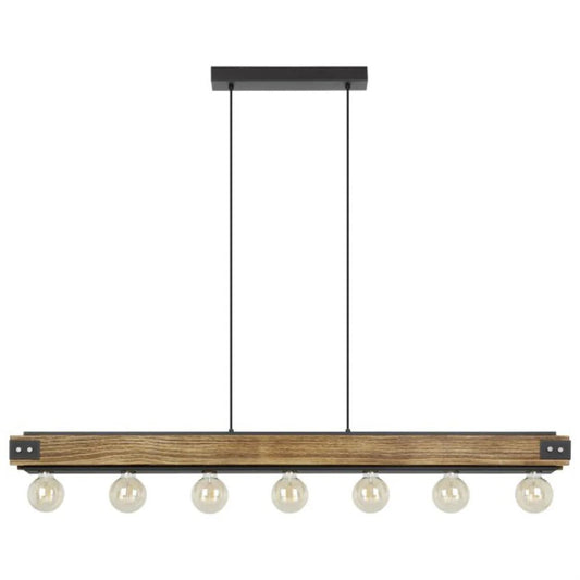 Eglo Layham 7 Light Pendant 60W Brown Wood - 205157 - Mases LightingEglo