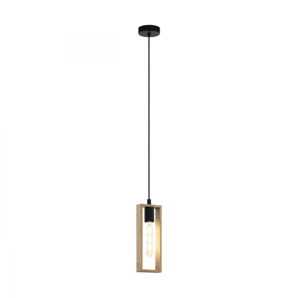 Eglo Littleton 1 Light Pendant Black & Brown 110mm - 49473N - Mases LightingEglo
