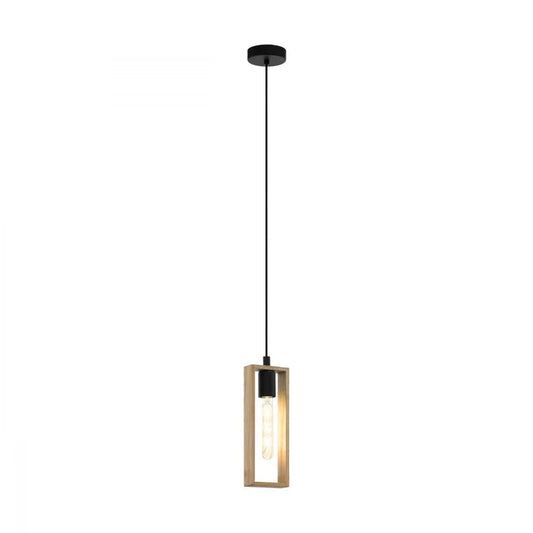 Eglo Littleton 1 Light Pendant Black & Brown 110mm - 49473N - Mases LightingEglo
