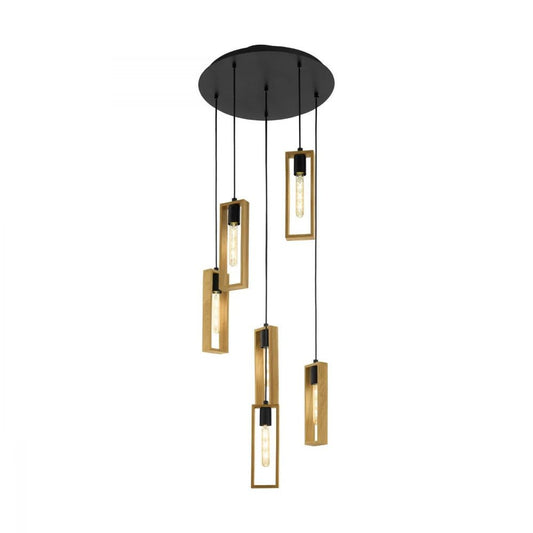 Eglo Littleton 6 Light Pendant Black & Brown - 49549N - Mases LightingEglo