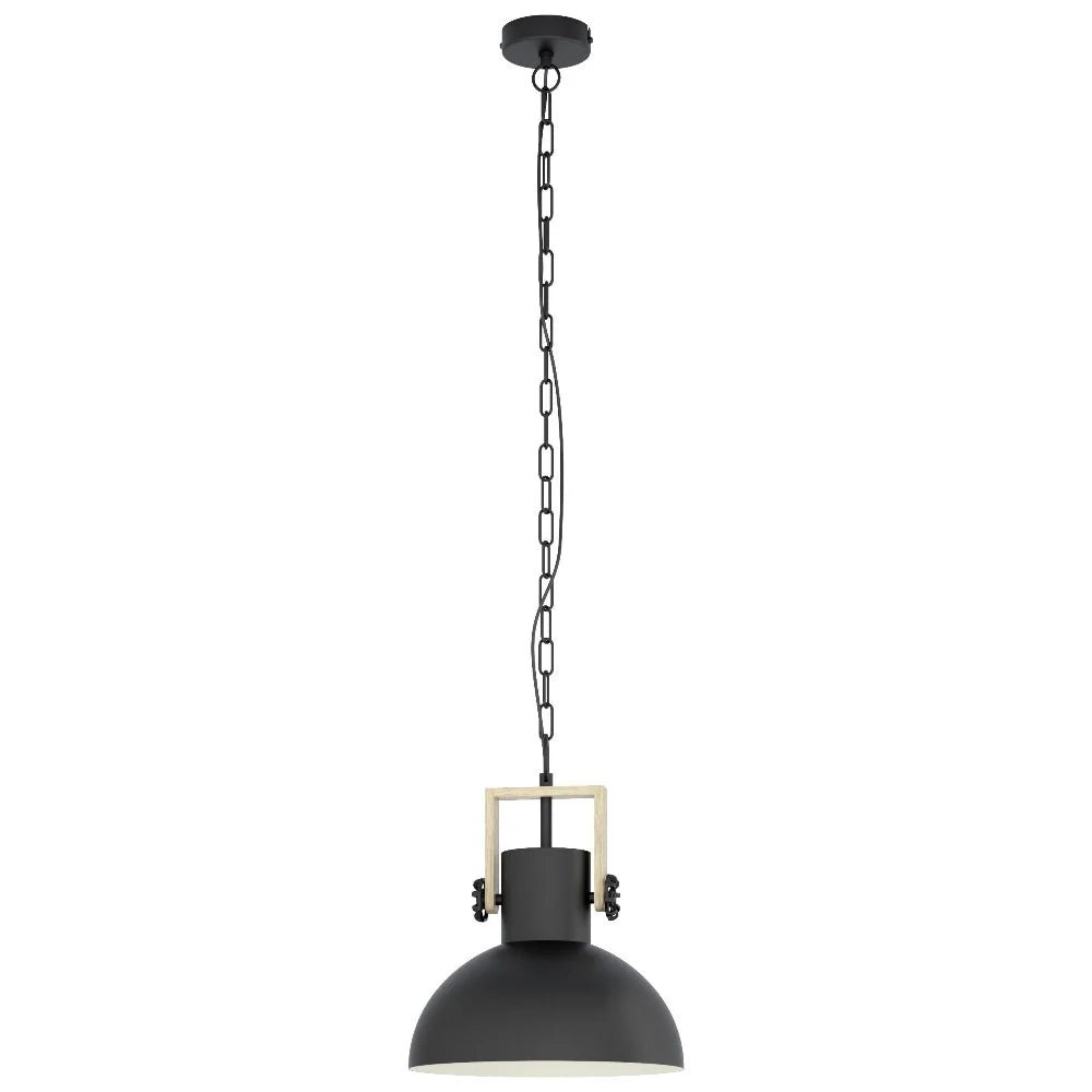 Eglo Lubenham 1 Light Pendant Black / Brown - 43162N - Mases LightingEglo
