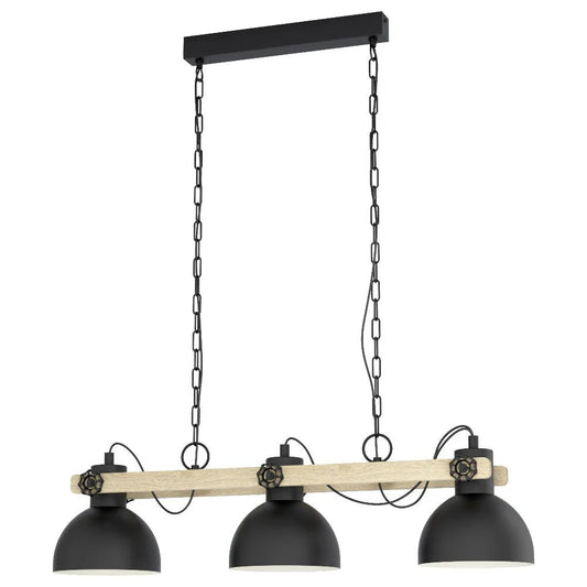 Eglo Lubenham 3 Light Island Pendant Black / Brown - 43163N - Mases LightingEglo