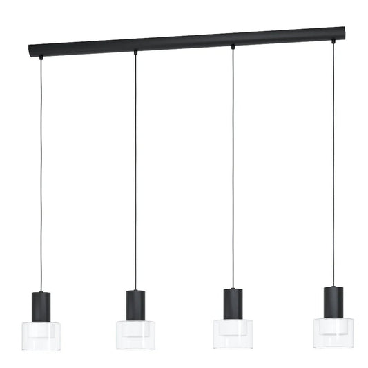 Eglo MOLINEROS Pendent 4 Lights Black Steel Clear Glass 3CCT - 39726N - Mases LightingEglo