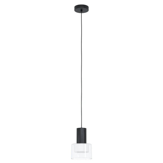 Eglo MOLINEROS Pendent Light Black Steel Clear Glass 3CCT - 39725N - Mases LightingEglo