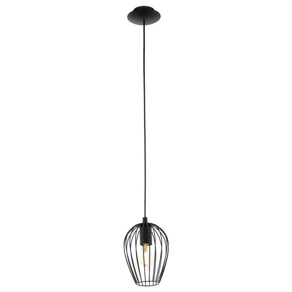 Eglo Newtown 1 Light Pendant Black 160mm - 49477 - Mases LightingEglo