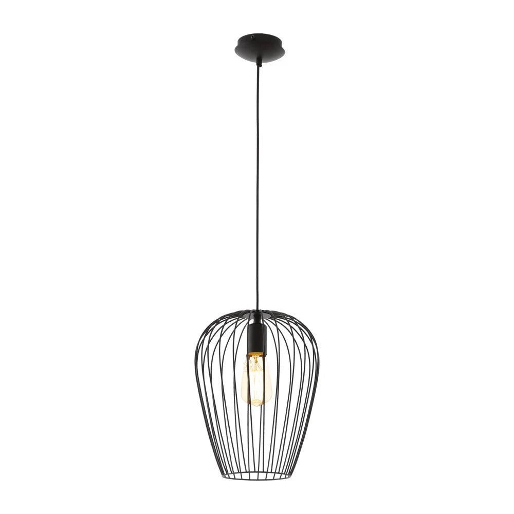 Eglo Newtown 1 Light Pendant Black 275mm - 49472 - Mases LightingEglo