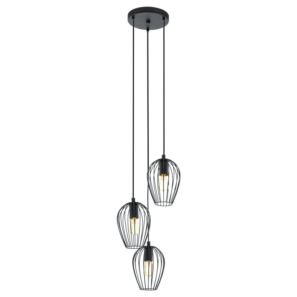 Eglo Newtown 3 Light Pendant Black - 49479 - Mases LightingEglo