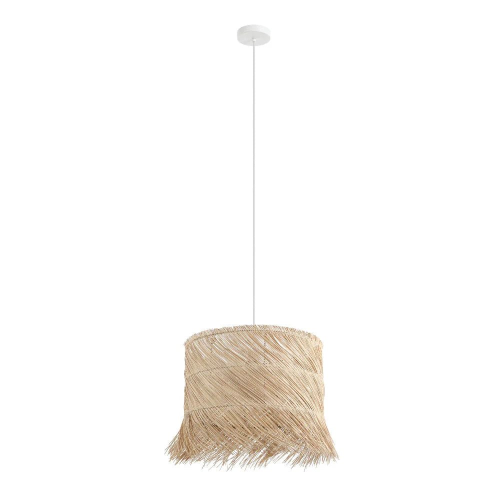 Eglo PAISANO Pendant Light White Steel Natural Rattan - 390238N - Mases LightingEglo