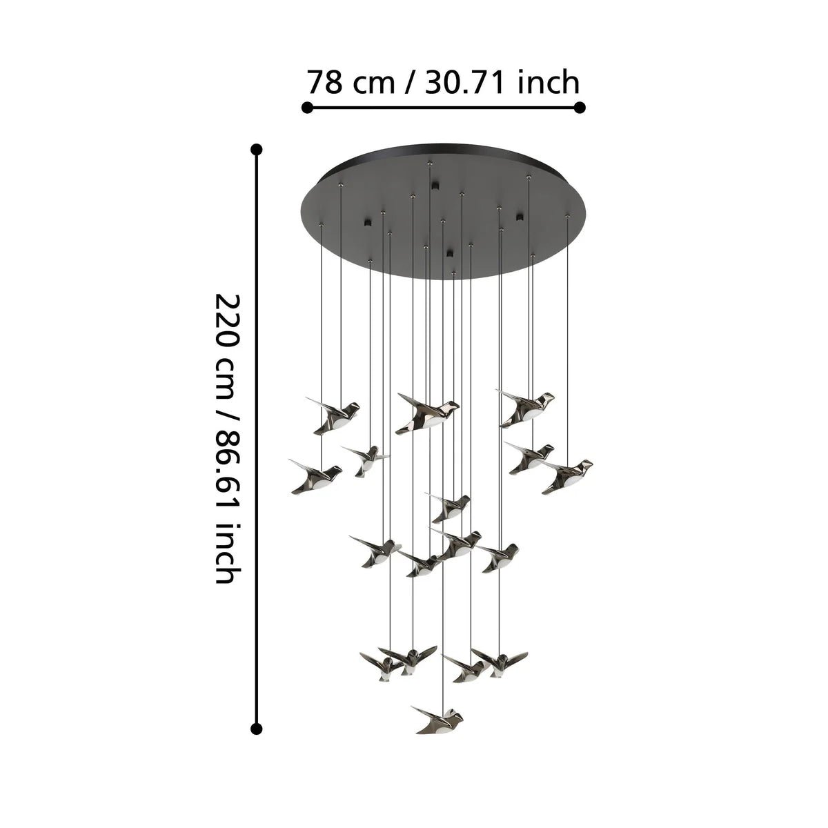 Eglo Paratebueno 17 Light Round LED Pendant Black 390352 - Mases LightingEglo