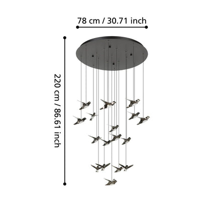 Eglo Paratebueno 17 Light Round LED Pendant Black 390352 - Mases LightingEglo