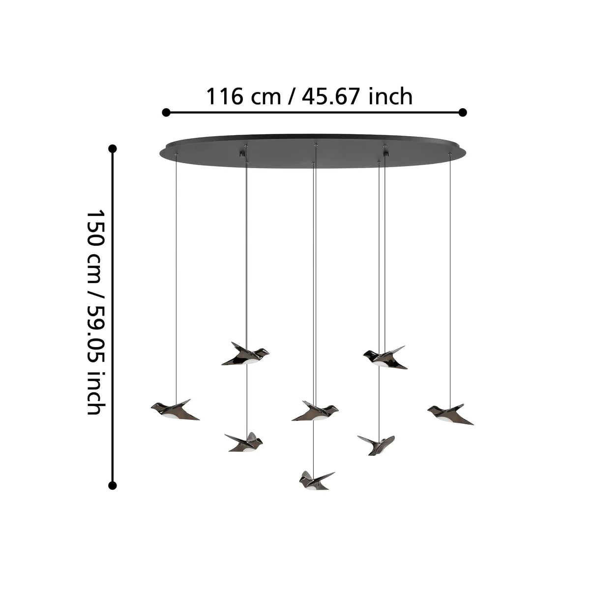 Eglo Paratebueno 8 Light Oval LED Pendant Black 390055 - Mases LightingEglo