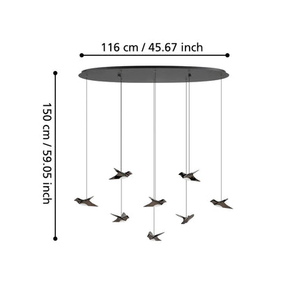 Eglo Paratebueno 8 Light Oval LED Pendant Black 390055 - Mases LightingEglo