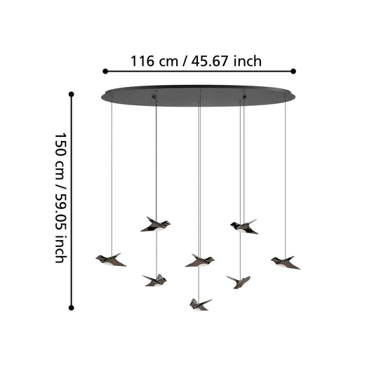 Eglo Paratebueno 8 Light Oval LED Pendant Black 390055 - Mases LightingEglo