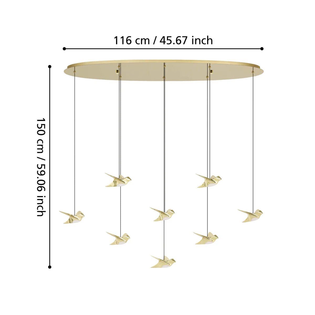 Eglo Paratebueno 8 Light Oval LED Pendant Brass 390397