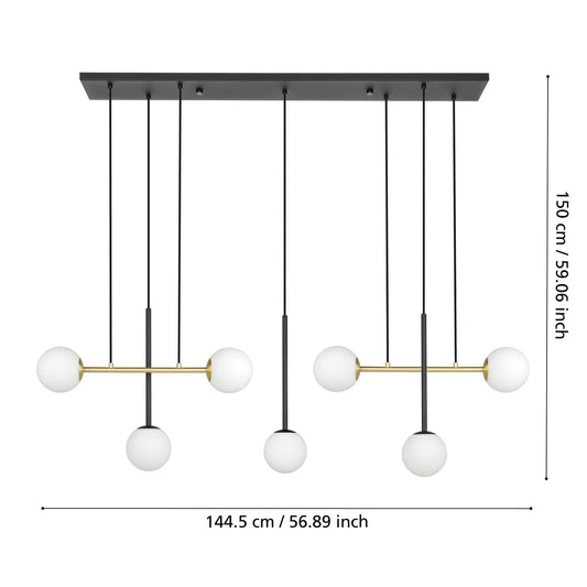 Eglo Paz 7 Light Pendant Black - Gold 390178 - Mases LightingEglo