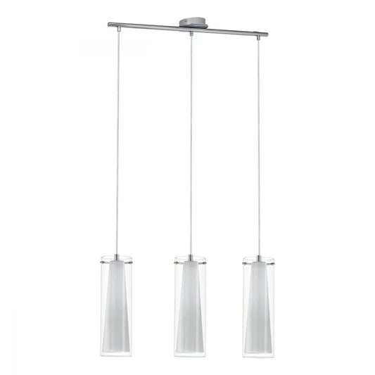 Eglo Pinto 3 Light Pendant Chrome & Clear White - 89833 - Mases LightingEglo