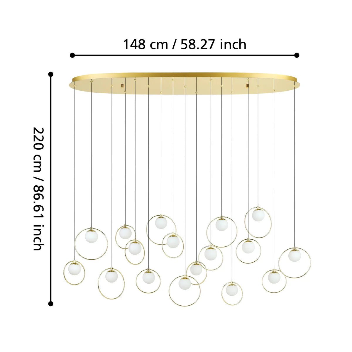 Eglo Portocolom 17 Light Oval LED Pendant Gold 390348 - Mases LightingEglo