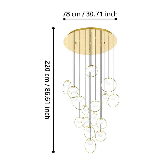 Eglo Portocolom 17 Light Round LED Pendant Gold 390346 - Mases LightingEglo