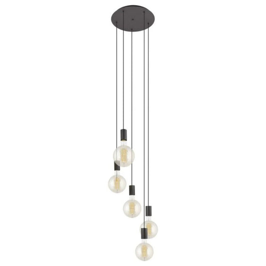 Eglo Pozueta 5 Light Pendant Black Steel - 205161N - Mases LightingEglo
