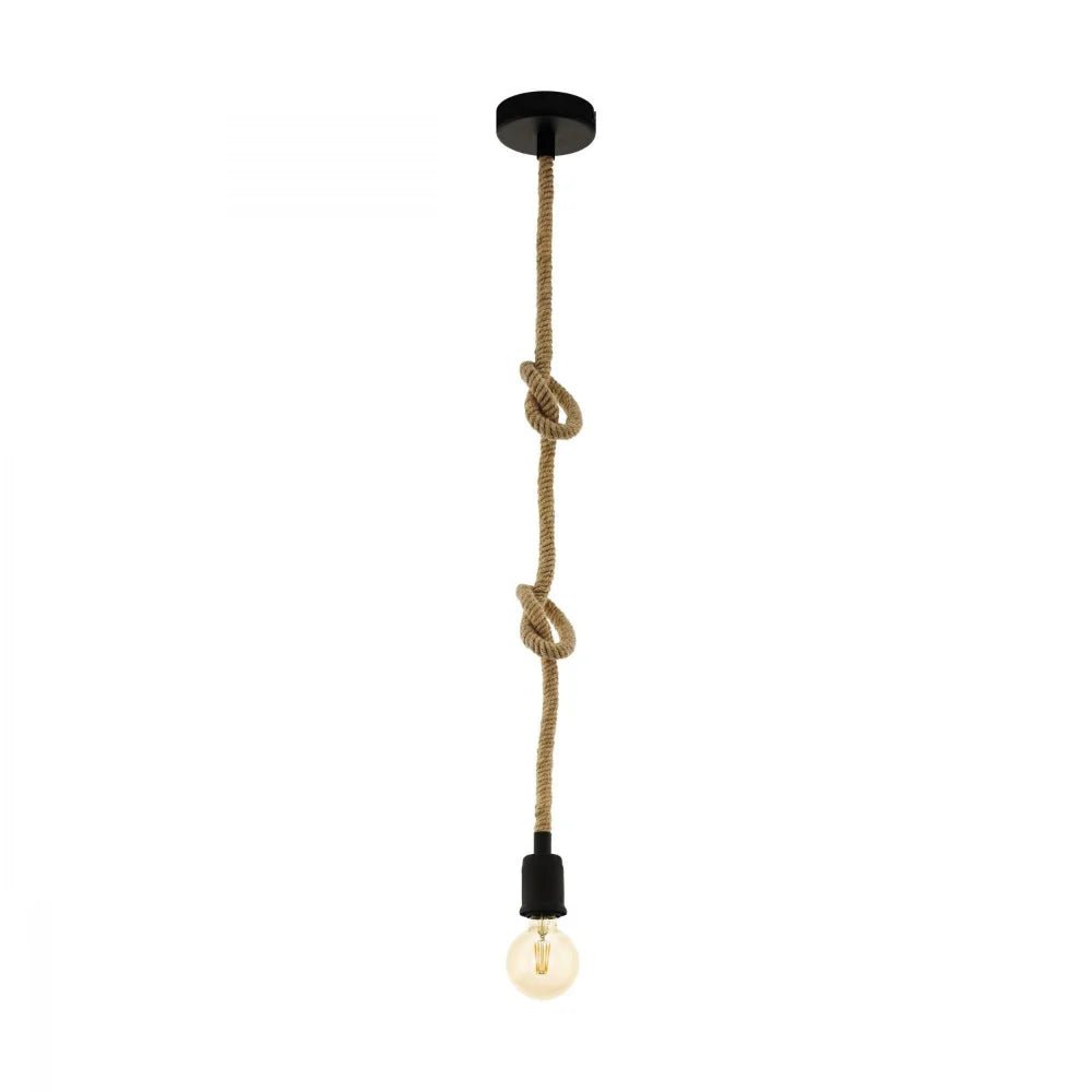 Eglo Rampside 1 Light Pendant Black & Amber 110mm - 43256 - Mases LightingEglo