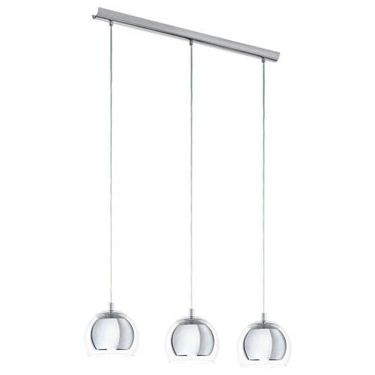 Eglo Rocamar 3 Light Pendant Chrome & Clear - 94593 - Mases LightingEglo