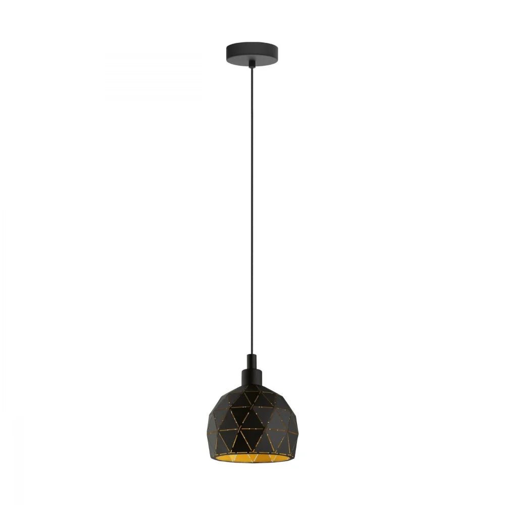 Eglo Roccaforte 1 Light Pendant Black & Gold 170mm - 33345N - Mases LightingEglo