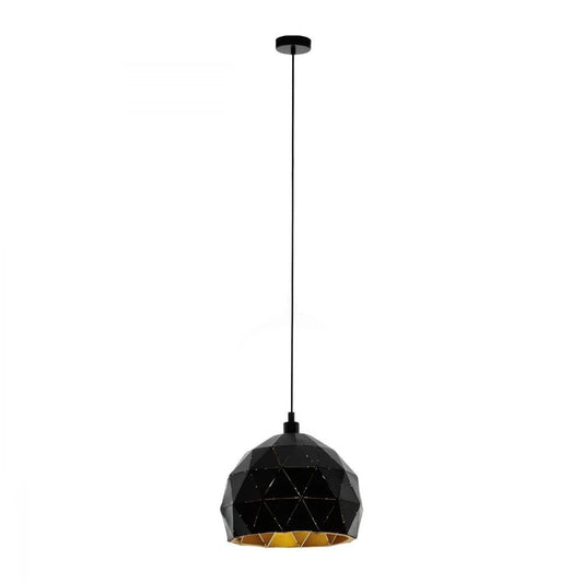 Eglo Roccaforte 1 Light Pendant Black & Gold 300mm - 97845N - Mases LightingEglo