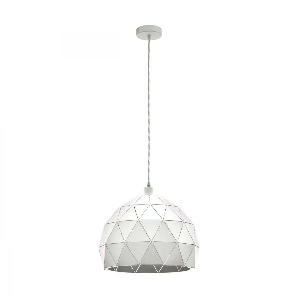 Eglo Roccaforte 1 Light Pendant White 400mm - 97855N - Mases LightingEglo