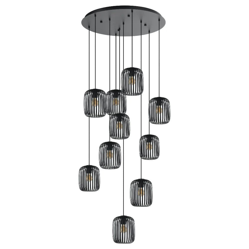 Eglo ROMAZZINA Cluster Pendant 10 Lights Black Steel - 205648N - Mases LightingEglo