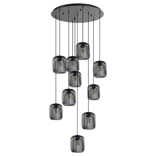 Eglo ROMAZZINA Cluster Pendant 10 Lights Black Steel - 205648N - Mases LightingEglo