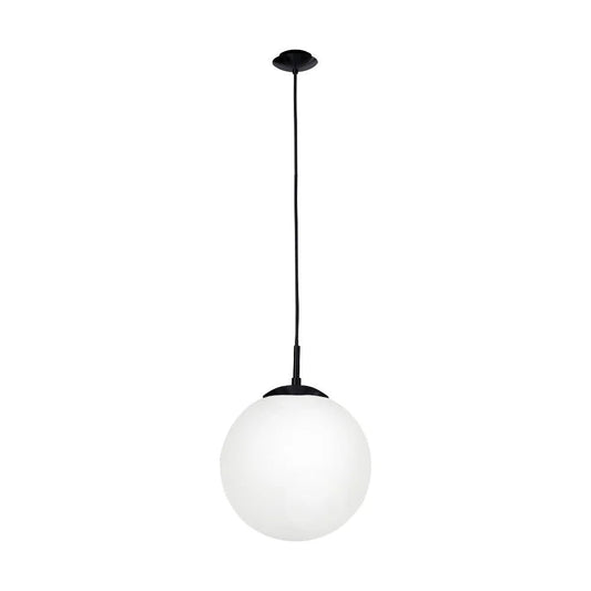 Eglo Rondo 1 Light Medium Pendant Black / Opal Matt - 205009 - Mases LightingEglo
