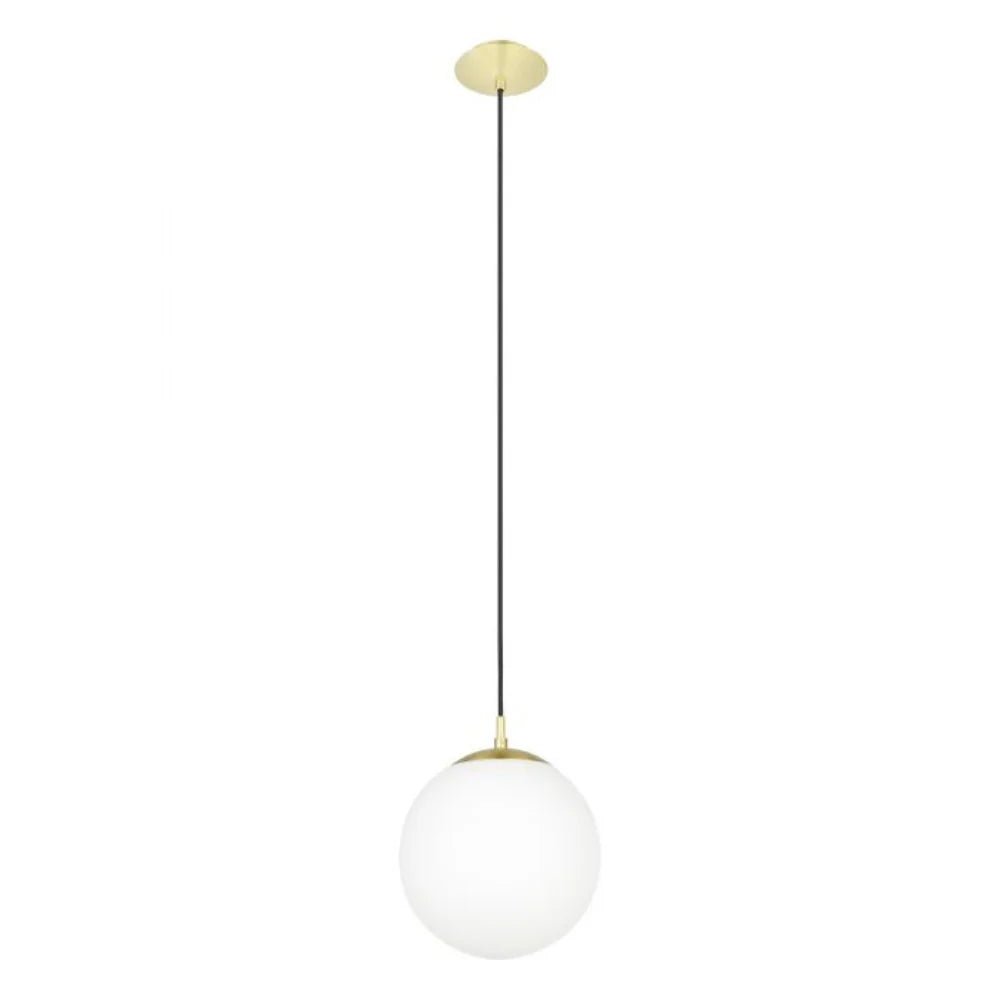 Eglo Rondo 1 Light Medium Pendant Matt Brass / Opal Matt - 205013 - Mases LightingEglo
