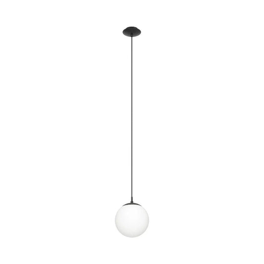 Eglo Rondo 1 Light Small Pendant Black / Opal Matt - 205008 - Mases LightingEglo