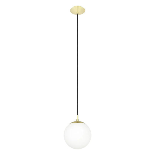 Eglo Rondo 1 Light Small Pendant Matt Brass / Opal Matt - 205012 - Mases LightingEglo