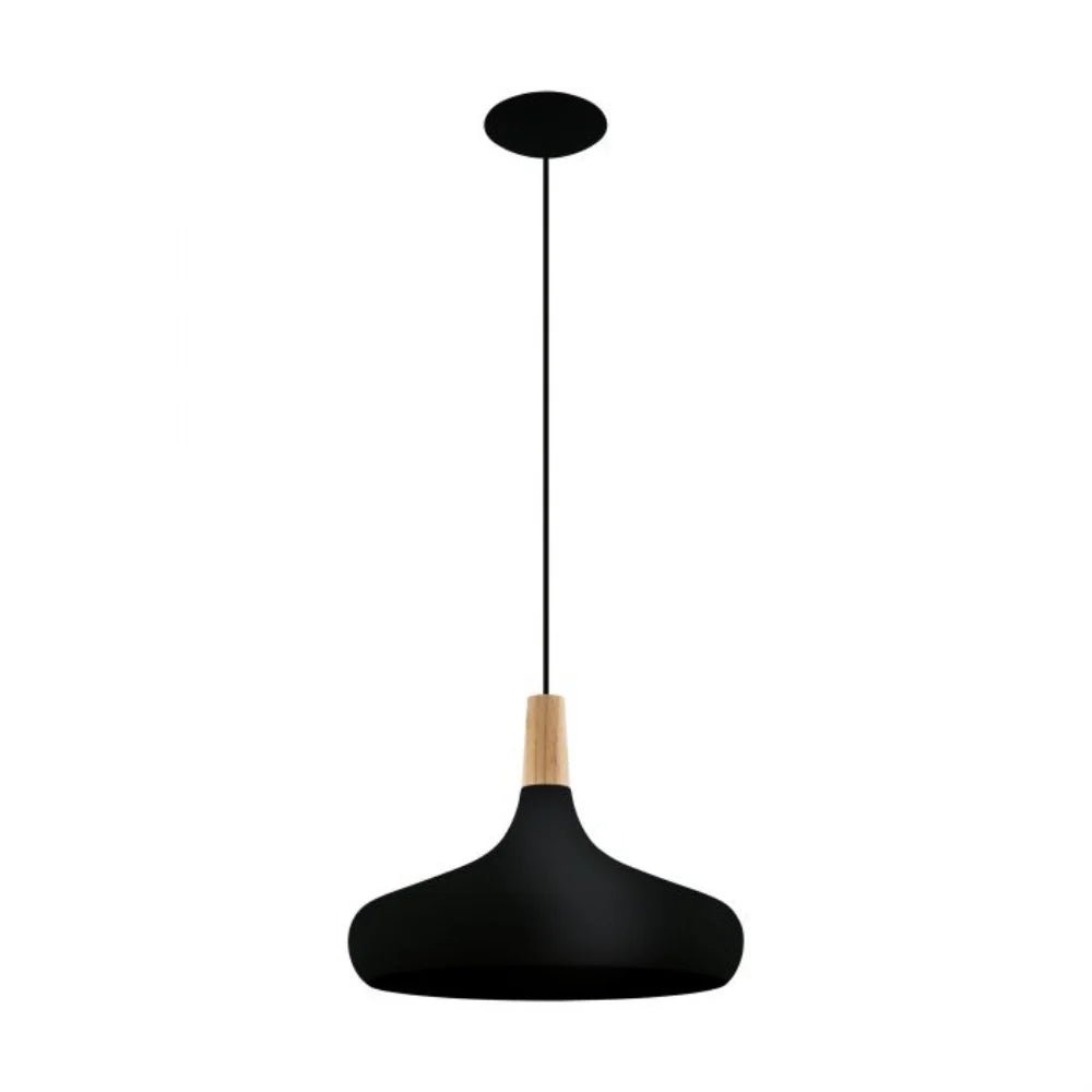 Eglo Sabinar 1 Light Pendant Large Black Steel - 203193N - Mases LightingEglo