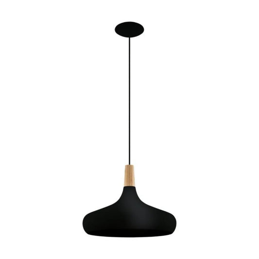 Eglo Sabinar 1 Light Pendant Large Black Steel - 203193N - Mases LightingEglo