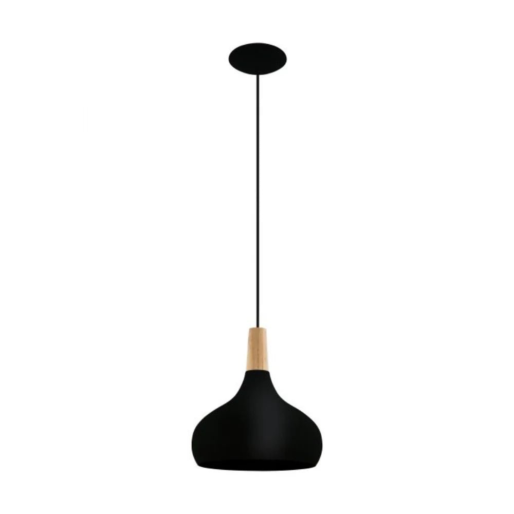 Eglo Sabinar 1 Light Pendant Medium Black Steel - 203192N - Mases LightingEglo