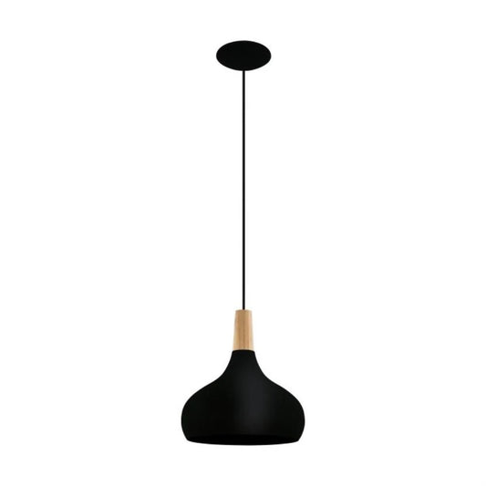 Eglo Sabinar 1 Light Pendant Medium Black Steel - 203192N - Mases LightingEglo