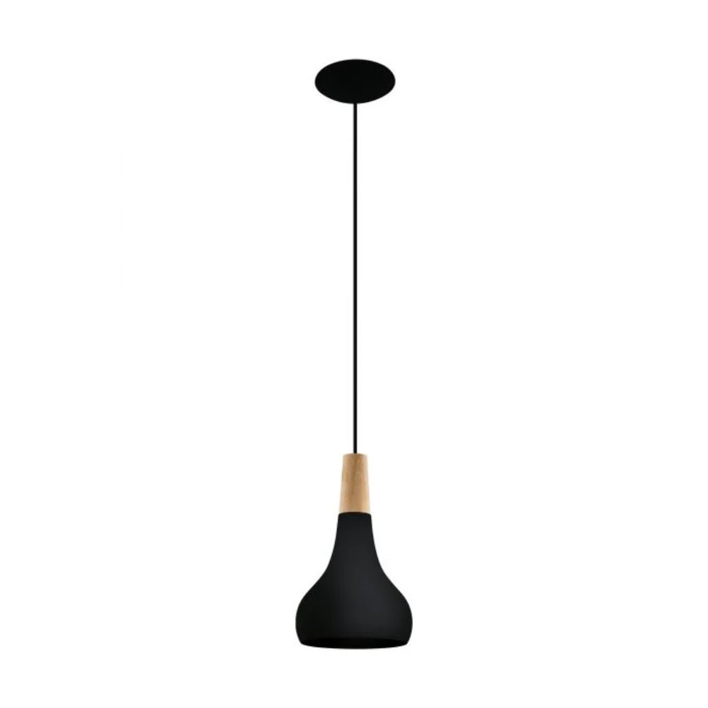 Eglo Sabinar 1 Light Pendant Small Black Steel - 203191N - Mases LightingEglo