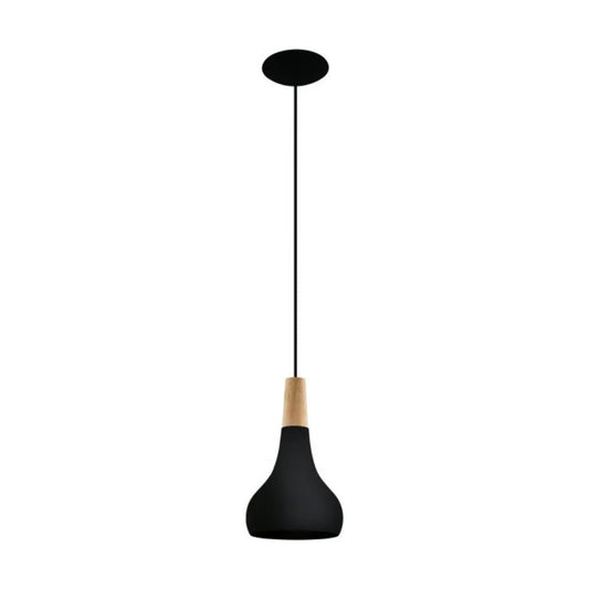 Eglo Sabinar 1 Light Pendant Small Black Steel - 203191N - Mases LightingEglo
