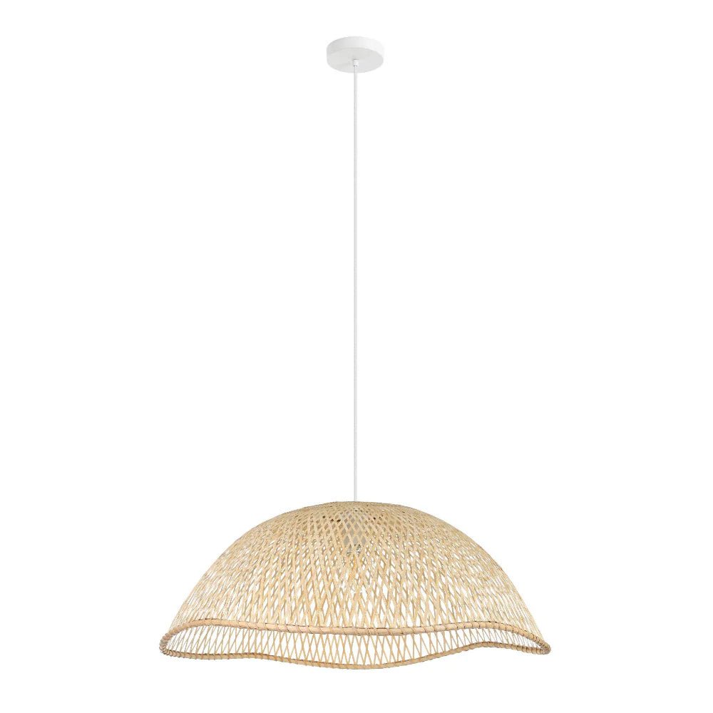Eglo SAMBUCONA Pendant Light W720mm White Steel Natural Wood - 390236N - Mases LightingEglo