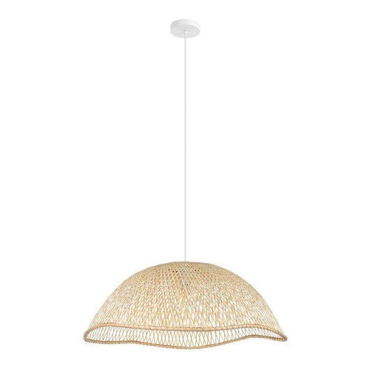 Eglo SAMBUCONA Pendant Light W720mm White Steel Natural Wood - 390236N - Mases LightingEglo